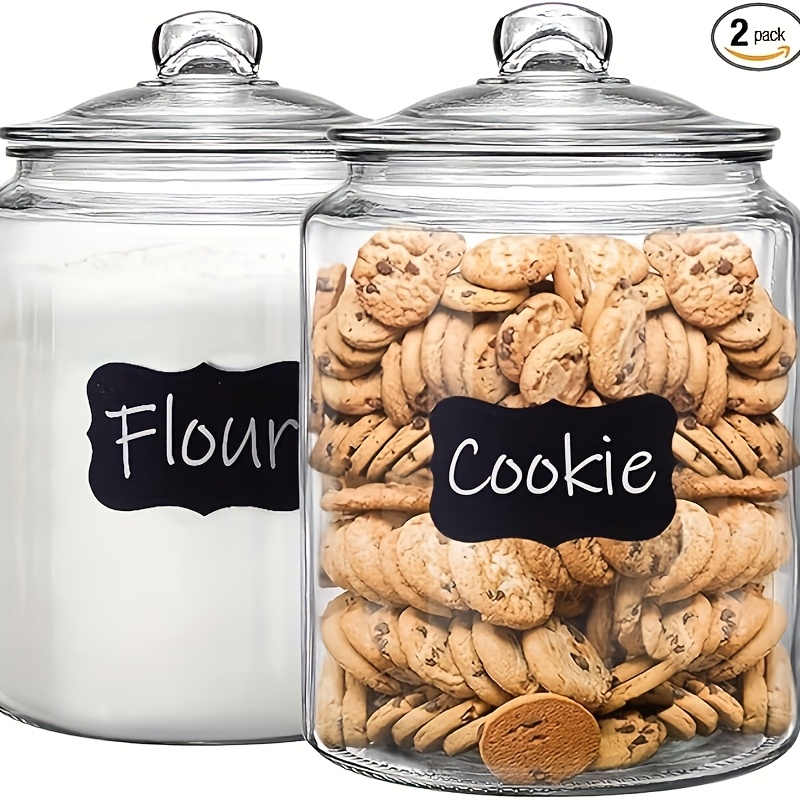 Food Storage Containers Set - 2pcs Glass Pantry Jar with Clamshell