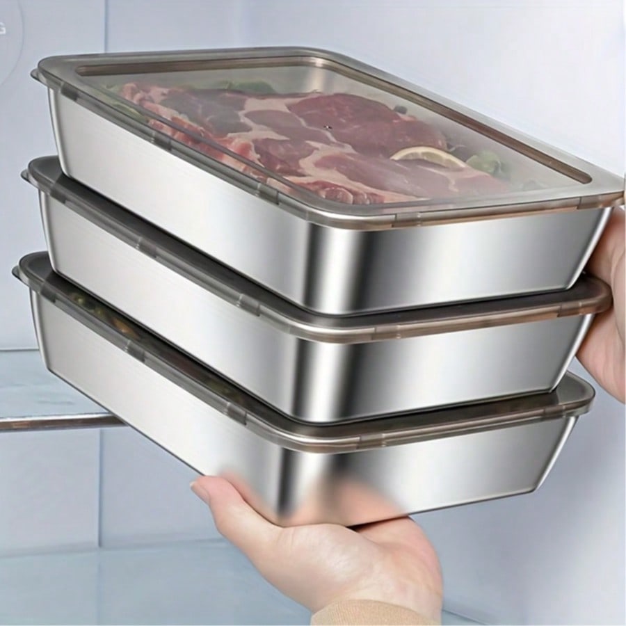 Food Storage Containers Set - 6pcs(3 Boxes+ 3 Lids) Stainless Steel