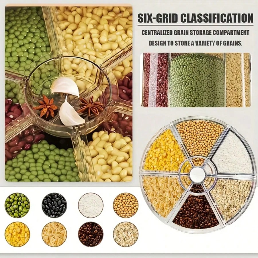 6-Grid 360° Rotating Rice Disp - Food Storage No Pantry ulasan dan harga