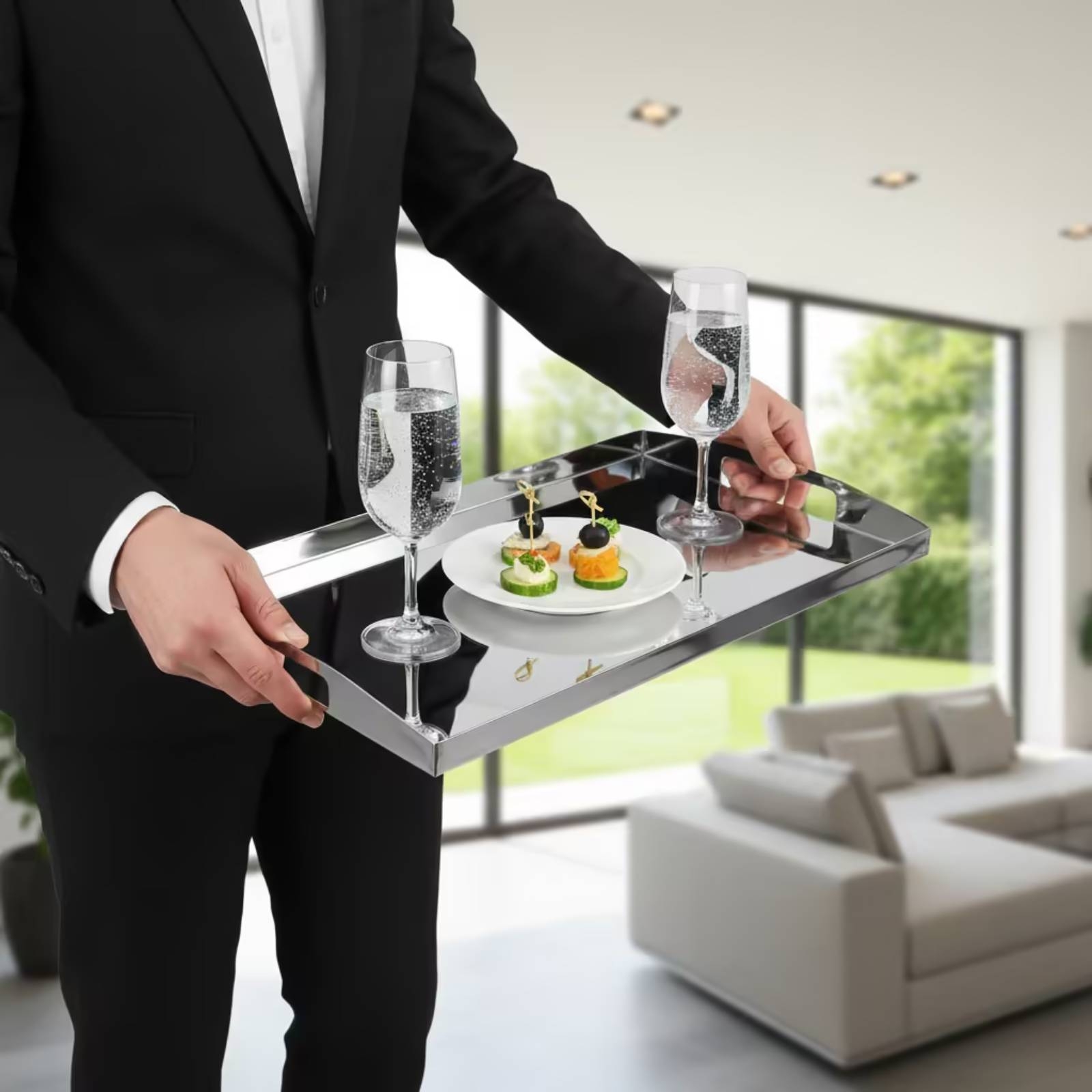 Stainless Steel Tray Silver Tr - Storage Food Tray ulasan dan harga