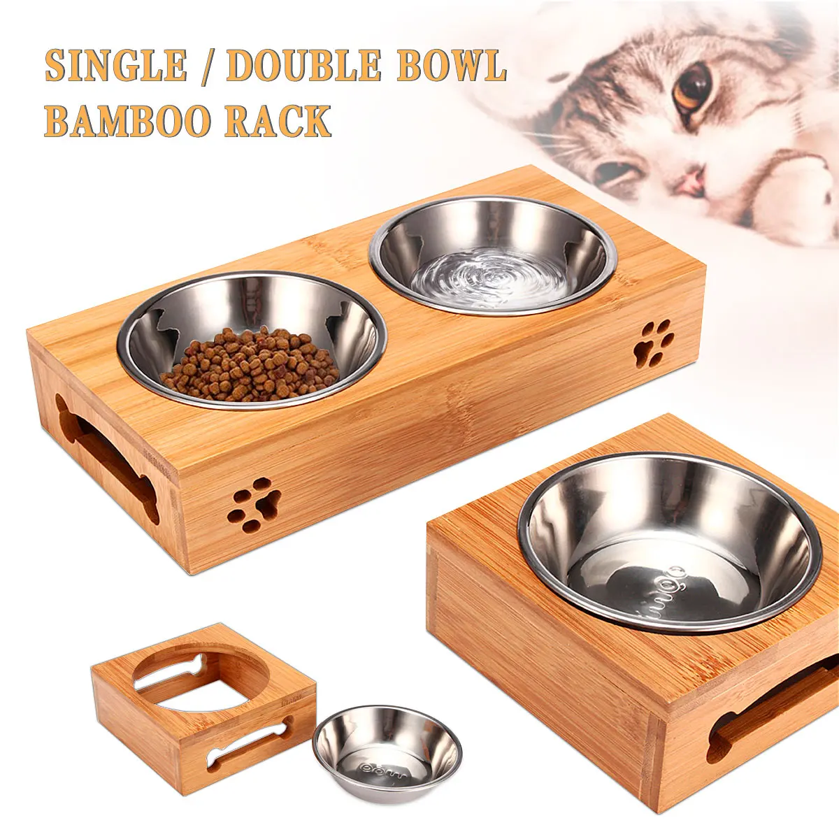 Pet Cat Bowl Bear Bamboo Plate - Food Storage And Safety ulasan dan harga
