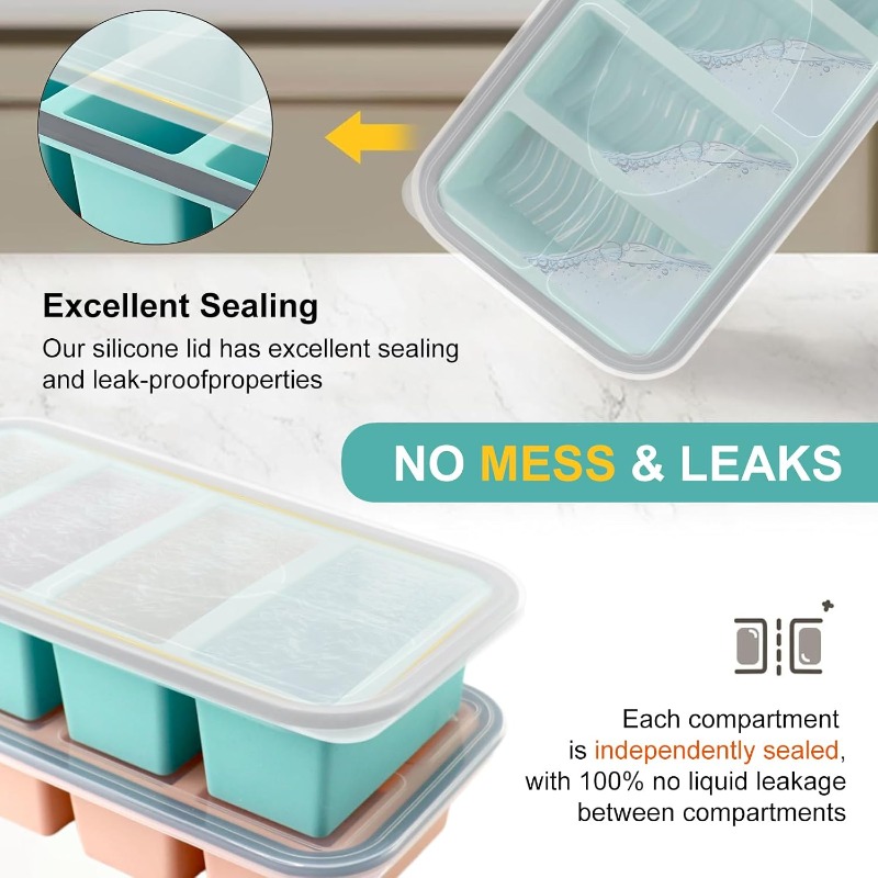 Silicone Freezer Molds with Li - Storage Food Tray ulasan dan harga