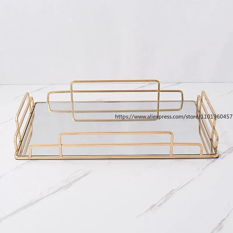 Golden Stroke Glass Mirror Rol - Storage Food Tray ulasan dan harga