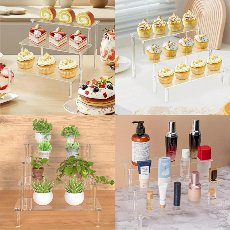 Acrylic Display Risers, 3 Tier - Food Storage Types ulasan dan harga