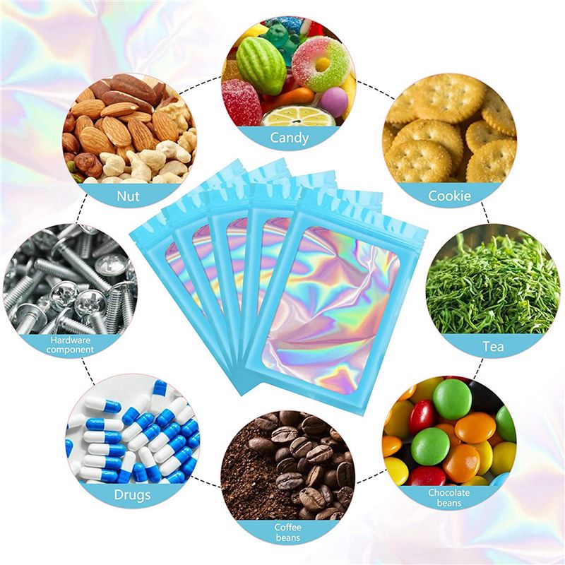 ABWZ-300Pcs Resealable Hologra - Food Storage Mylar Bags ulasan dan harga